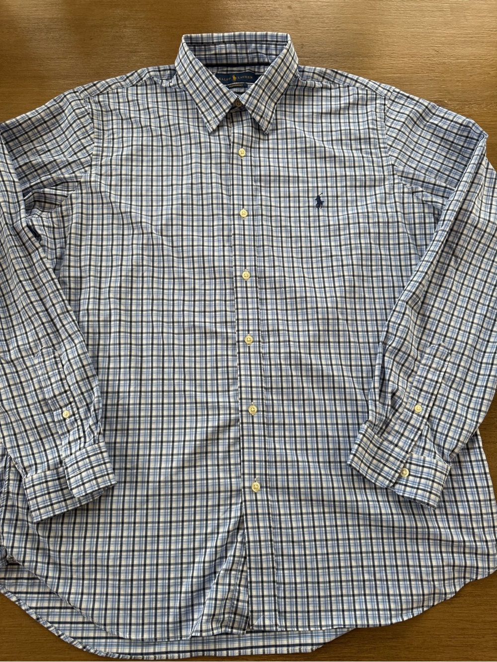 Polo by Ralph Lauren White and Blue Plaid Button-Down Dress Shirt - Men